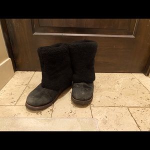 UGG Black Faux Fur Boots Size 7